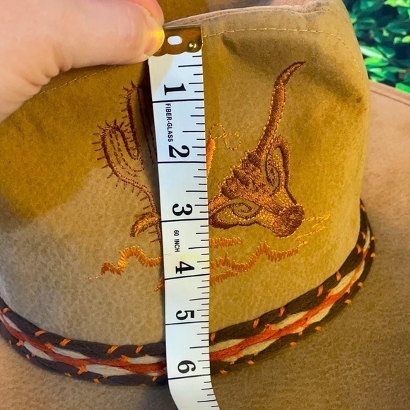 Western Wide Brim Embroidered Cowboy Fedora Hat - Picture 16 of 16